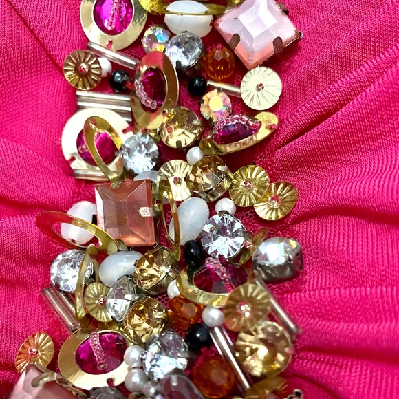 NWT Badgley Mischka strapless with sequin/rhinestone cascade PROM CRUISE GALA - Picture 3 of 16